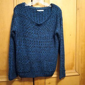 Maurices Royal Blue & Black Knit Sweater W/Pockets Size L (T-332)